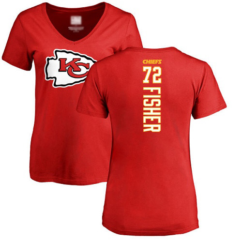 Women Football Kansas City Chiefs #72 Fisher Eric Red Backer T-Shirt